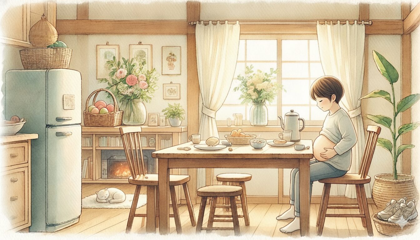 食後にほっとする子ども