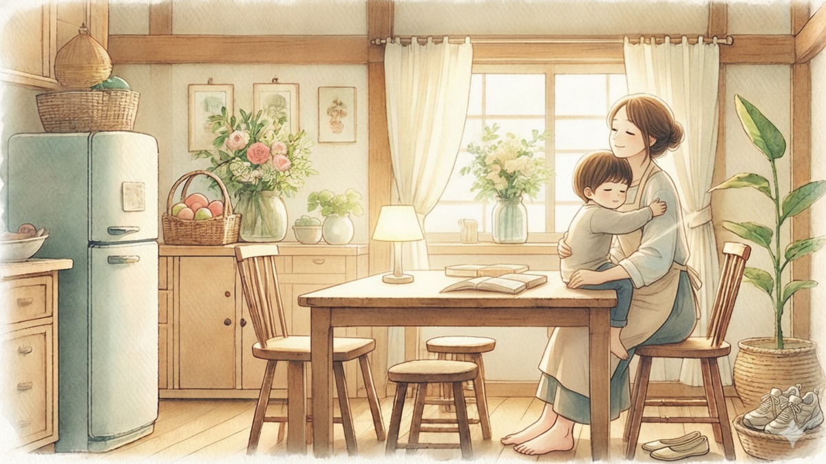子どもをやさしく抱きしめる母