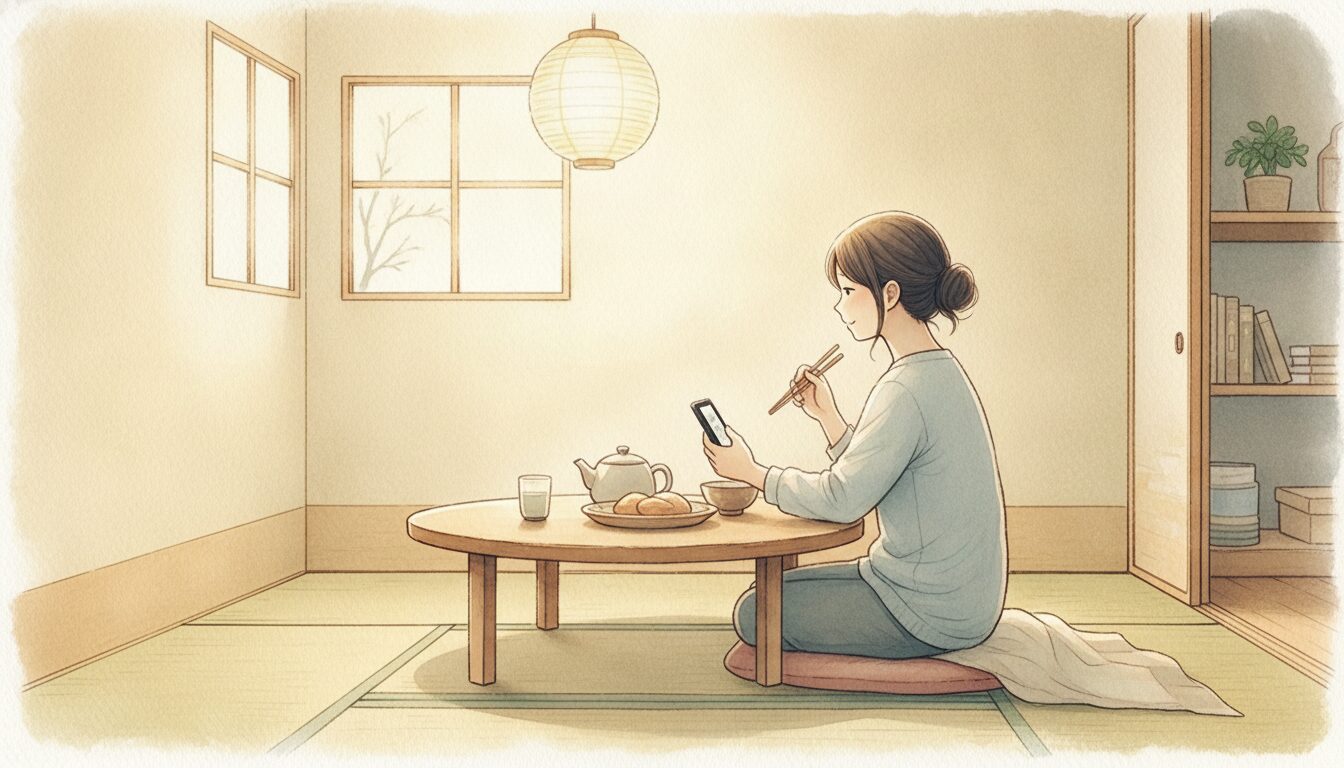スマホを置いてひと息つく