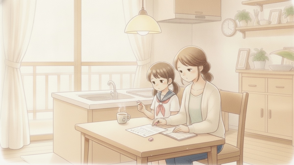 答案を直さずに、一緒に眺める母と子